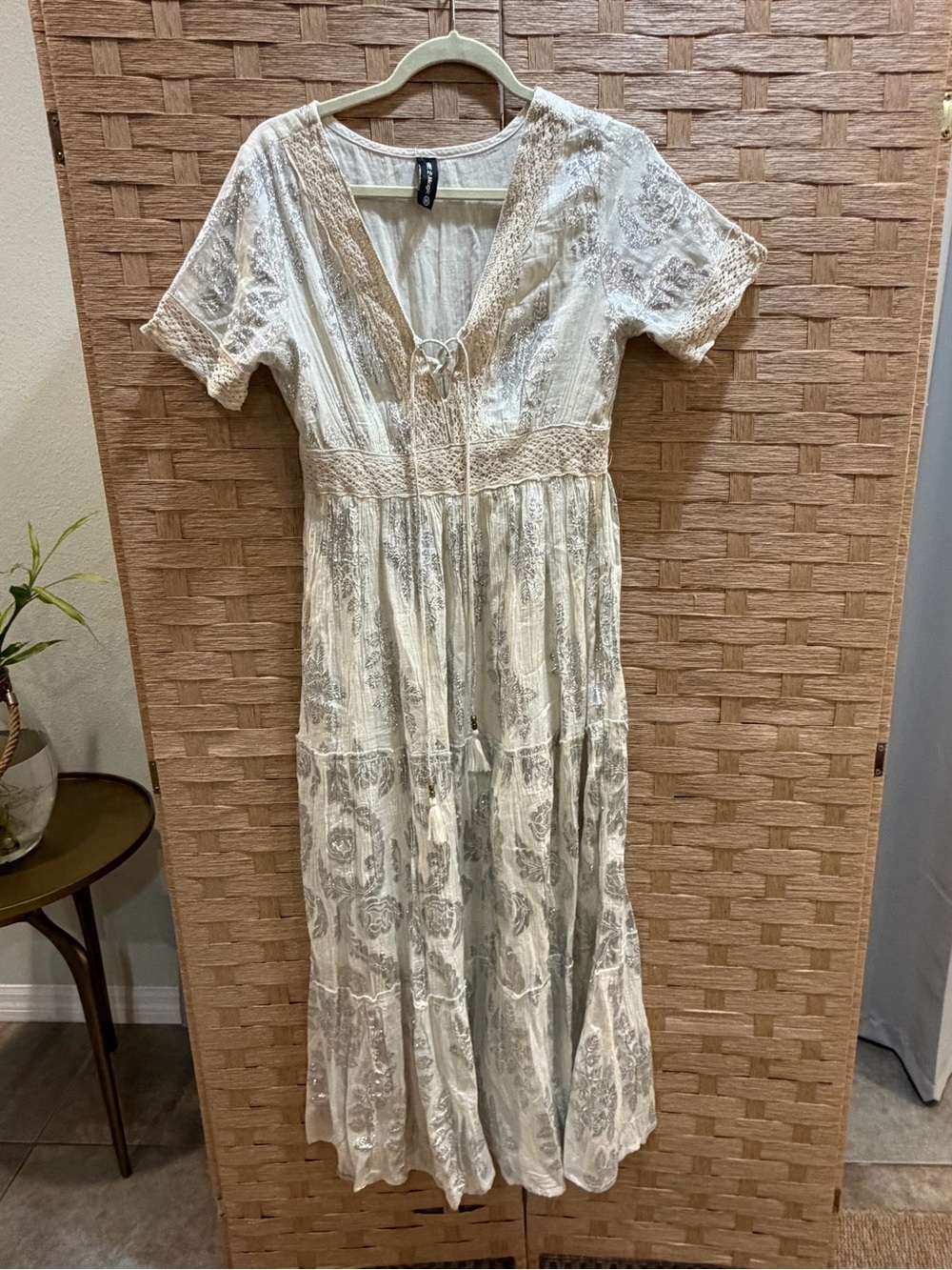 Anthropologie Me 2 Magic Crochet Lace Coastal Boho Maxi Dress Cottagecore M - Picture 2 of 6